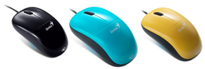 Genius DX-220 Black USB "BlueEye" Optical Mouse ~ Black/Cyan/Yellow